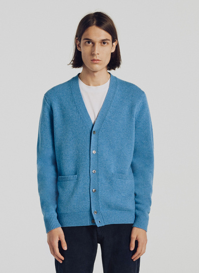 Men's cardigan blue wool and cashmere Fursac - 21HA2TWIC-TA32/38