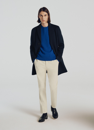 Men's coat navy blue wool and cashmere broadcloth Fursac - 20HM3RKOM-RM31/31