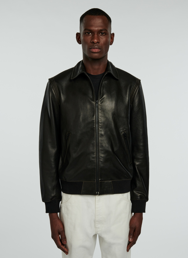 Men's jacket black lamb leather Fursac - 22EM3VINZ-VL09/20