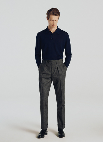 Pantalon homme gris flanelle de laine Fursac - 21HP3THEO-OX17/22