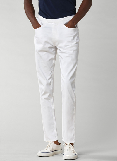 Pantalon homme blanc coton et élasthanne Fursac - 21EP3STIV-SP09/01