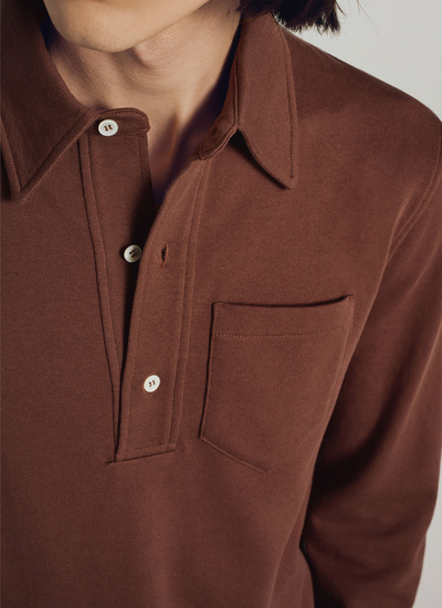Men's polo shirt brown cotton Fursac - 21HJ2TUPI-TJ22/18