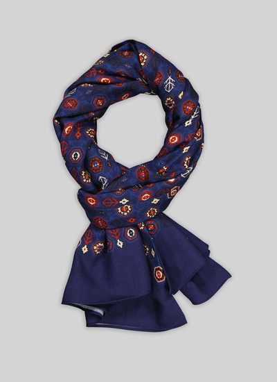 Men's scarf navy blue wool Fursac - 21HD2ELFA-TR23/30