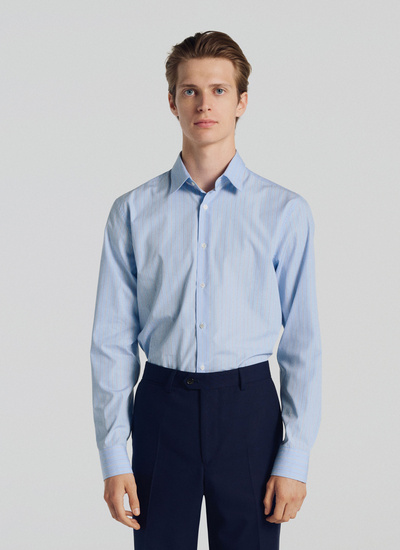 Men's shirt sky blue organic cotton Fursac - 21HH3OXAN-TH26/38