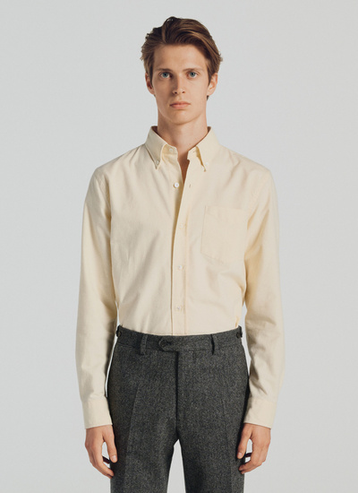Men's shirt ecru cotton flannel Fursac - 21HH3TIBA-TH52/03
