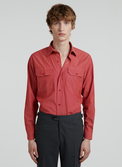 Men's shirt red cotton and elastane Fursac - 22EH3VILI-VH07/79