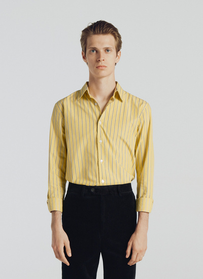 Men's shirt yellow blended cotton Fursac - 21HH3MADD-TH13/52