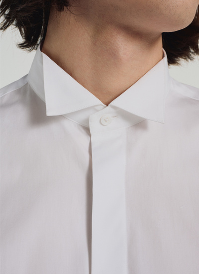 Men's shirt white egyptian cotton poplin Fursac - PEMH3OLUK-T001/01