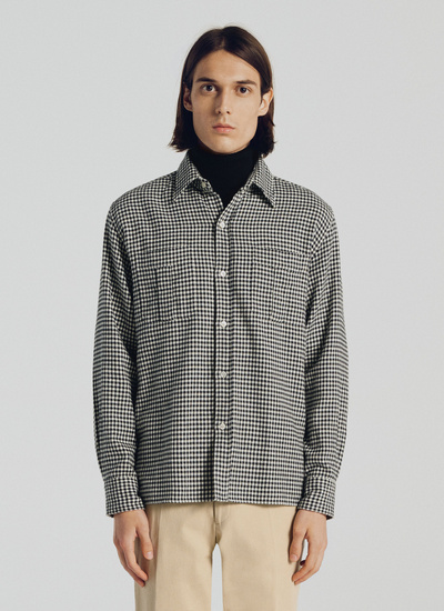 Men's shirt ecrue cotton flannel Fursac - 21HH3TIBO-TH56/20