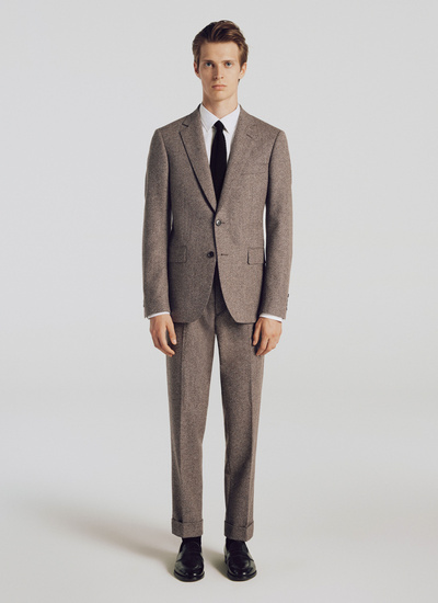Men's suit flecked brown virgin wool Fursac - 21HC3PREL-TC29/18