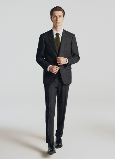 Men's suit flecked charcoal grey virgin wool Fursac - 21HC3PREL-TC36/21