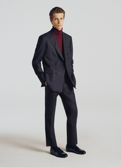 Men's suit navy blue wool flannel Fursac - 21HC3ROCO-OC55/31