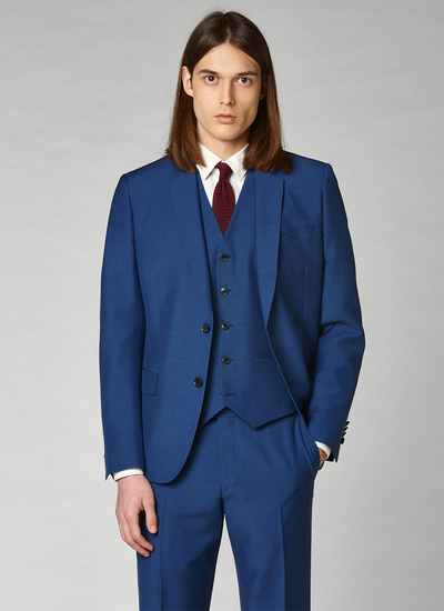 Men's suit sapphire blue wool, mohair and silk Fursac - PERC3ROXY-F502/35
