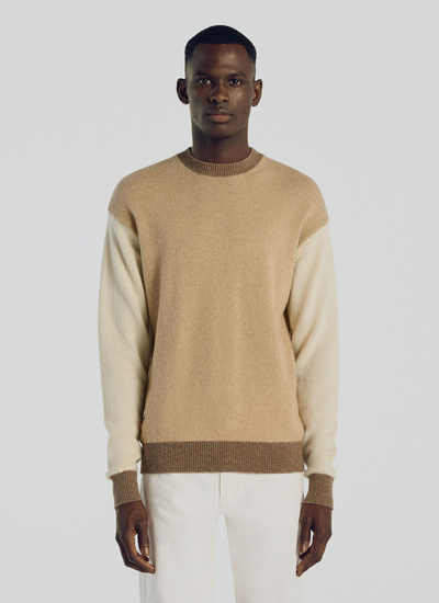 Men's sweater beige, ecru and brown blended alpaca Fursac - 21HA2TIDY-TA07/08