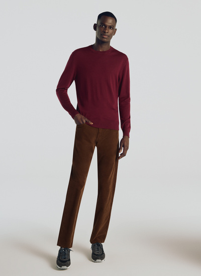 Men's sweater burgundy merino wool Fursac - 20HA2ORYS-MA03/73
