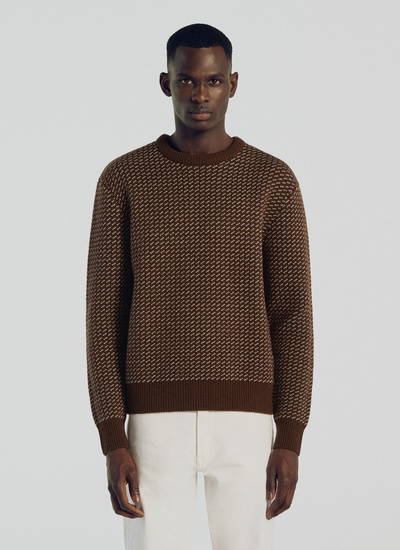 Men's sweater chocolate virgin wool Fursac - 21HA2TOOL-TA06/19