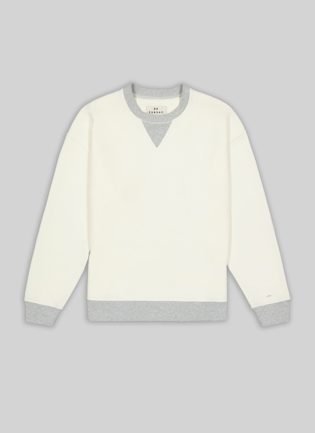 Sweatshirt blanc homme molleton de coton Fursac - 21HJ2TARA-TJ23/02