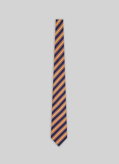 Men's tie yellow, burgundy and navy blue "club" stripes silk Fursac - 21HF2OTIE-TR34/30