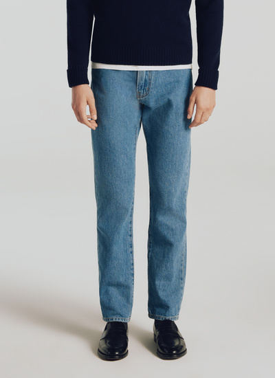 Men's trousers light blue cotton denim Fursac - PERP3OROK-OX20/38