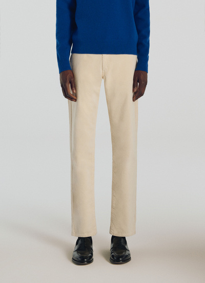 Men's trousers ecru corduroy Fursac - 21HP3TOUP-TP22/04