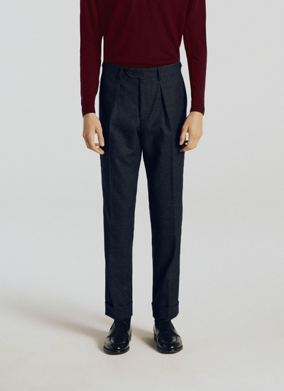 Men's trousers navy blue wool flannel Fursac - 21HP3THEO-OC55/31