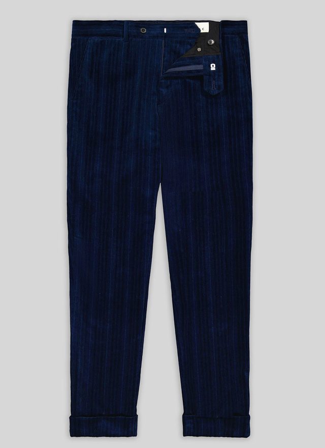 Men's blue, navy blue corduroy trousers Fursac - 21HP3TORY-TX05/33