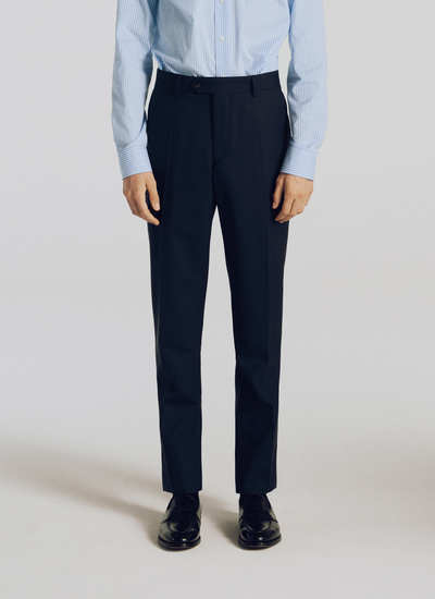 Men's trousers navy blue virgin wool Fursac - 20HP3OEKO-RC01/30