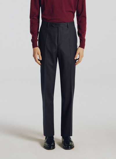 Men's trousers navy blue wool flannel Fursac - 21HP3TOEK-OC55/31