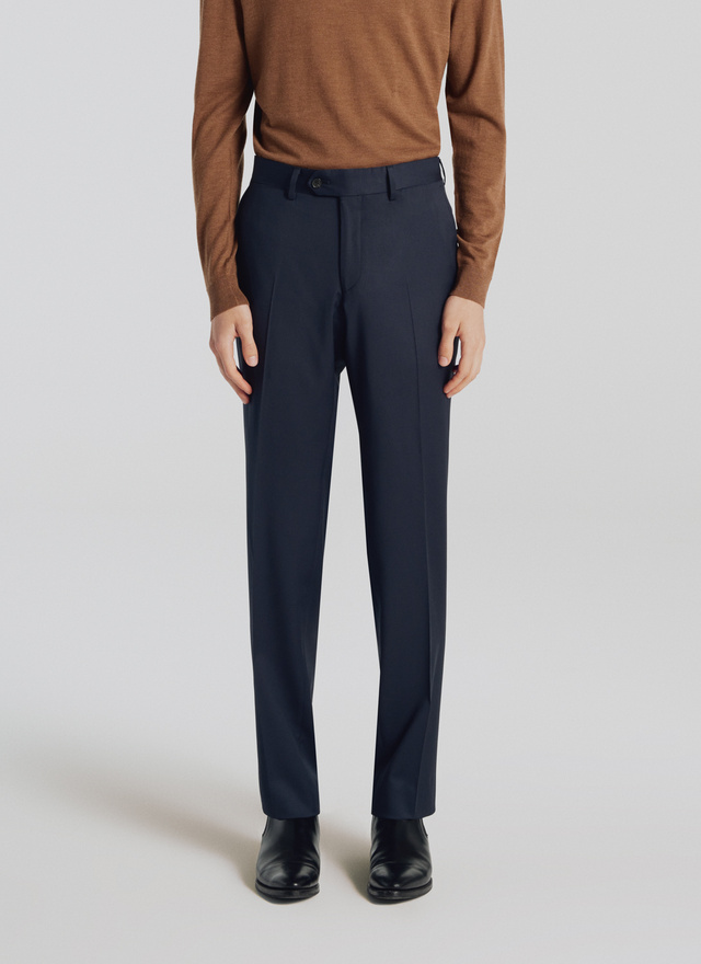 Men's trousers navy blue super 140s aaaaa wool Fursac - PERP2BELY-OC54/30